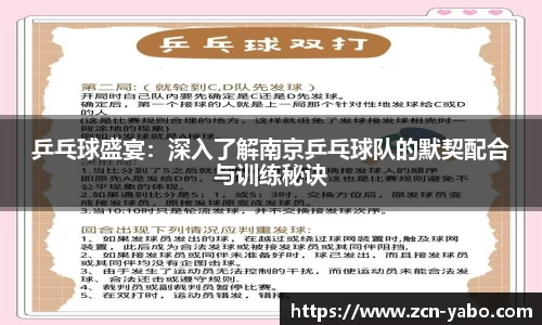乒乓球盛宴：深入了解南京乒乓球队的默契配合与训练秘诀